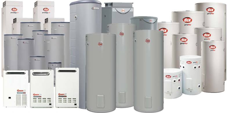Selection of residential hot water systems and storage tanks offered in Caloundra